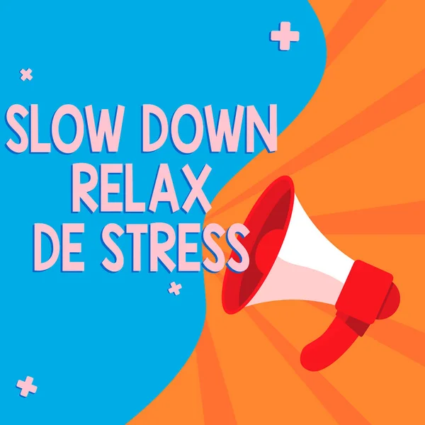 Pantalla Conceptual Reducir Velocidad Relax Stress Concepto Negocio Tener Descanso — Foto de Stock