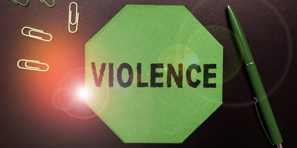 Text caption presenting Violence, Business concept the use of physical force to injure, abuse, damage or destroy