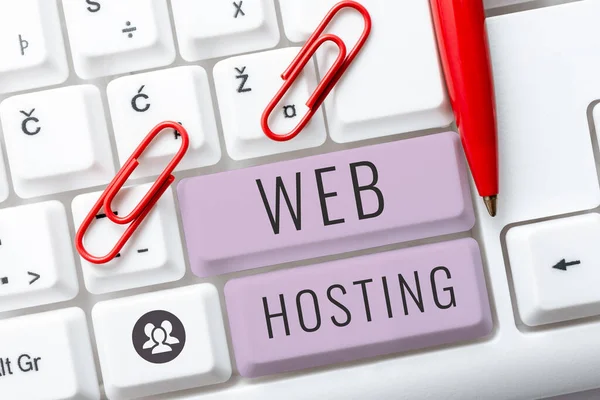 Conceptual display Web Hosting, Conceptual photo The activity of providing storage space and access for websites