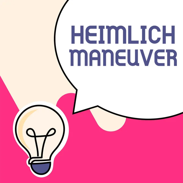 启发性符号Heimlich Maneuver 上行压力在窒息情况下的商业概念应用 — 图库照片
