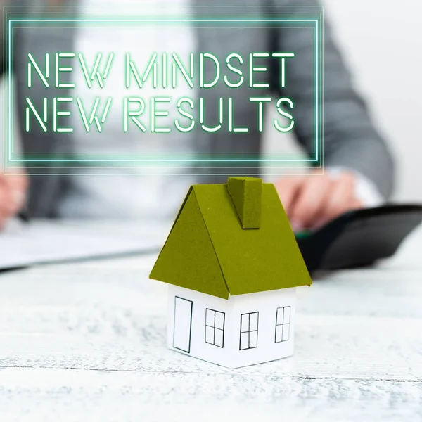 Writing Displaying Text New Mindset New Results Business Overview Open — Stockfoto