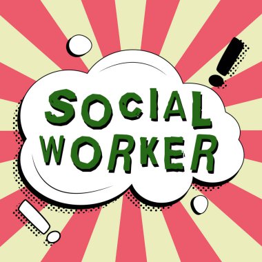 İlham veren sosyal hizmet görevlisini gösteren metin, yetersiz veya gelirsiz devlet insanlarının yardımı üzerine yazılmış sözcük