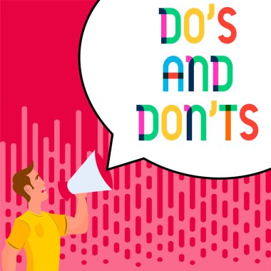 Text caption presenting Dos And Don Ts, Word Written on Confusion in ones mind about something