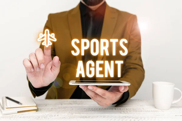 Writing displaying text Sports Agent, Conceptual photo person manages recruitment to hire best sport players for a team