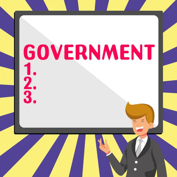 Sign displaying Government, Conceptual photo Group of people with authority to govern country state company