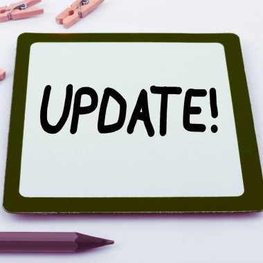 Writing displaying text Update, Business showcase Make something more modern Adding new facts Changing its design