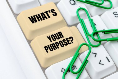 Conceptual display Whats Your Purpose, Business idea question to find out reason for something is done or for which exists