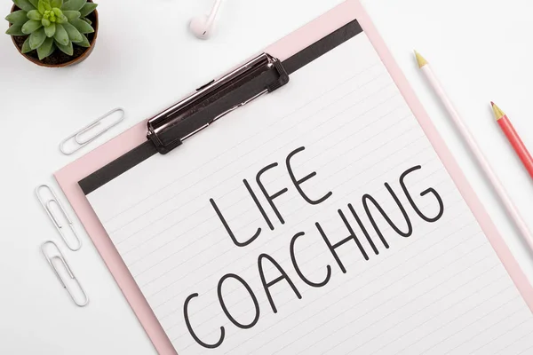 Conceptual Caption Life Coaching Business Overview Improve Lives Challenges Encourages — Foto de Stock