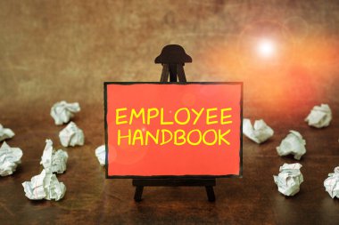 Text sign showing Employee Handbook, Business overview Document that contains an operating procedures of company