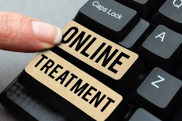 Text Sign Showing Online Treatment Word Delivery Mental Health Counseling — Fotografia de Stock