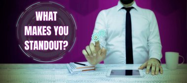 Seni öne çıkaran şeyin ne olduğunu gösteren bir ilham, iş konsepti birine niteliklerini soruyor.