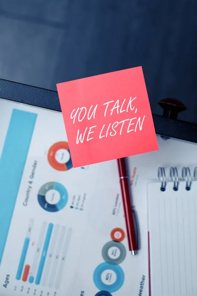 Sign Displaying You Talk Listen Business Overview Two Way Communication — Stock Photo, Image
