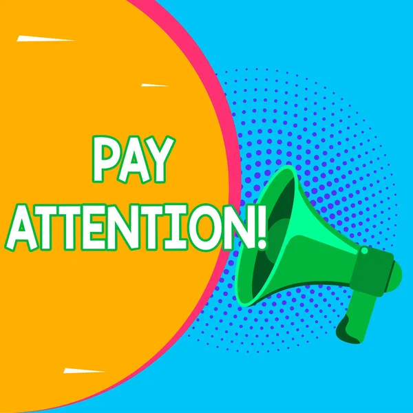 Text Sign Showing Pay Attention Business Overview Take Notice Someone —  Fotos de Stock