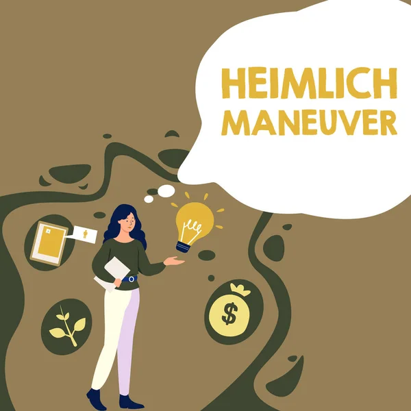 Znak Pisma Ręcznego Heimlich Maneuver Słowo Stosowania Ciśnienia Górę Przypadku — Zdjęcie stockowe