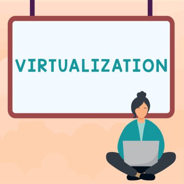 Conceptual caption Virtualization, Business approach application of virtual environment to computer games
