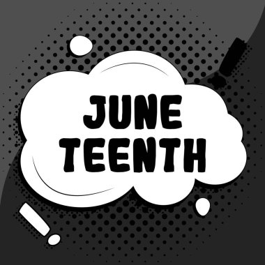 Amerika Birleşik Devletleri 'nde köleliğin sona ermesinin anısına Amerika Birleşik Devletleri' nde iş yaklaşım bayramını sunan metin başlığı