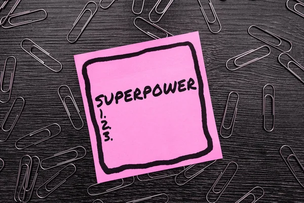 Text Sign Showing Superpower Business Overview Power Ability Kind Enables — Stock Photo, Image