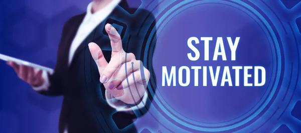 Writing Displaying Text Stay Motivated Business Idea Reward Yourself Every — Stock Photo, Image