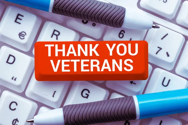 Handwriting text Thank You Veterans, Word for Expression of Gratitude Greetings of Appreciation