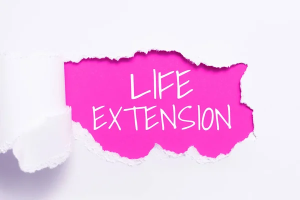 Handwriting text Life Extension, Word for able to continue working for longer than others of the same kind