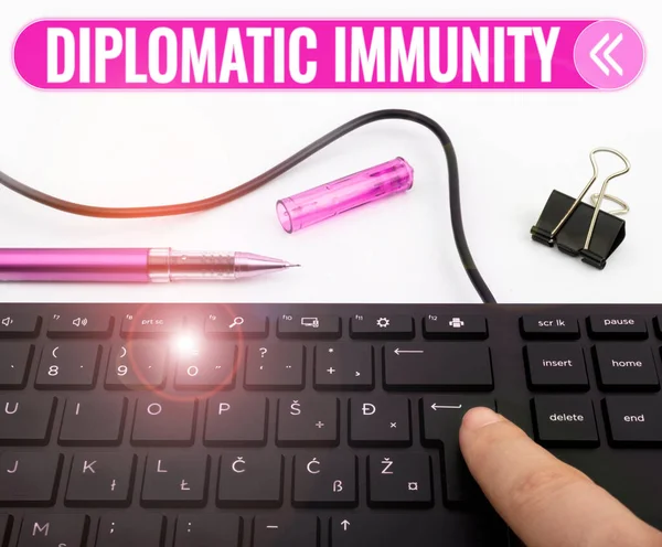 Handschrift Diplomatieke Immuniteit Zakelijke Aanpak Wet Die Buitenlandse Diplomaten Bijzondere — Stockfoto