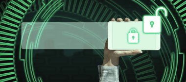 Man sitting at the table with laptop. Big white speech bubble for text overhead. Empty Dialog box on bright colored background. drawing illustration.