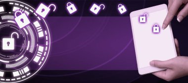 Man sitting at the table with laptop. Big white speech bubble for text overhead. Empty Dialog box on bright colored background. drawing illustration.