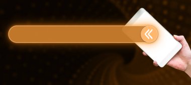 Man sitting at the table with laptop. Big white speech bubble for text overhead. Empty Dialog box on bright colored background. drawing illustration.