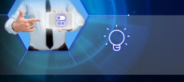 Man sitting at the table with laptop. Big white speech bubble for text overhead. Empty Dialog box on bright colored background. drawing illustration.