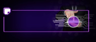 Man sitting at the table with laptop. Big white speech bubble for text overhead. Empty Dialog box on bright colored background. drawing illustration.