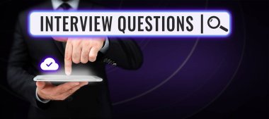 Kavramsal görüntü Röportaj Soruları, Bir röportaj sırasında sorulacak ya da sorulacak tipik konu için sözcükler