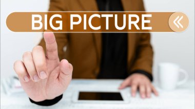 Hand writing sign Big Picture, Business concept most important facts about certain situation and its effects