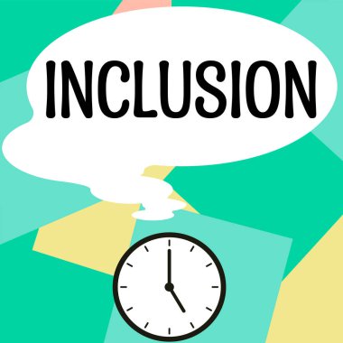 Sign displaying Inclusion, Concept meaning action state including of being included within group or structure