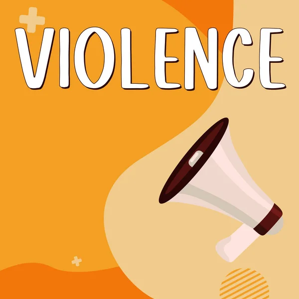 폭력을 다루는 메시지 의의미는 신체적 사용하여 입히거나 학대하거나 손상을 입히거나 — 스톡 사진