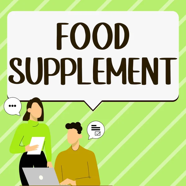Conceptual Display Food Supplement Word Written Conditions Practices Preserve Quality — Stock Photo, Image