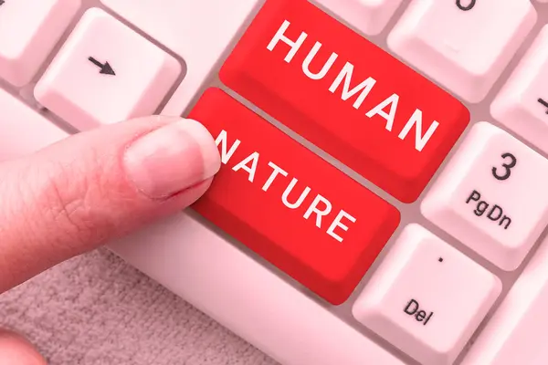 Escrevendo Exibindo Texto Human Nature Business Abordagem Características Psicológicas Sentimentos — Fotografia de Stock
