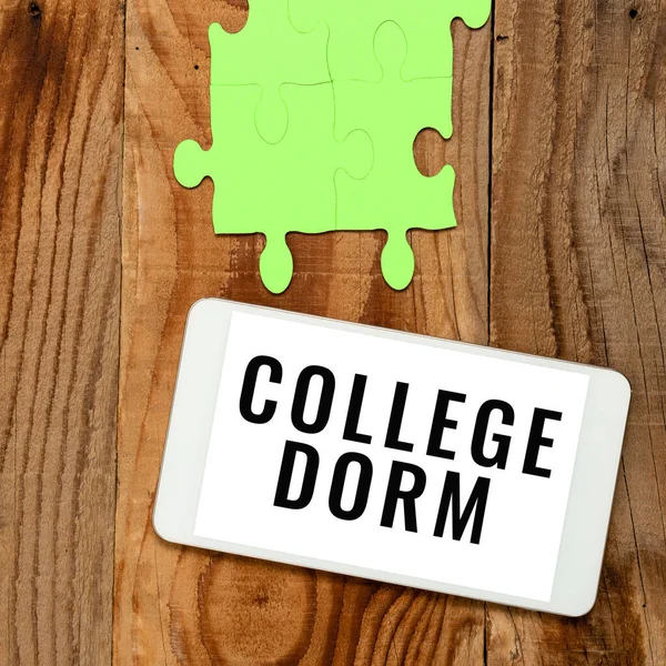 Writing displaying text College Dorm, Internet Concept residence hall providing rooms for college individuals or for groups of students