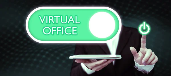 Conceptual Display Virtual Office Word Mobile Work Environment Equipped Telecommunication — Stock Photo, Image