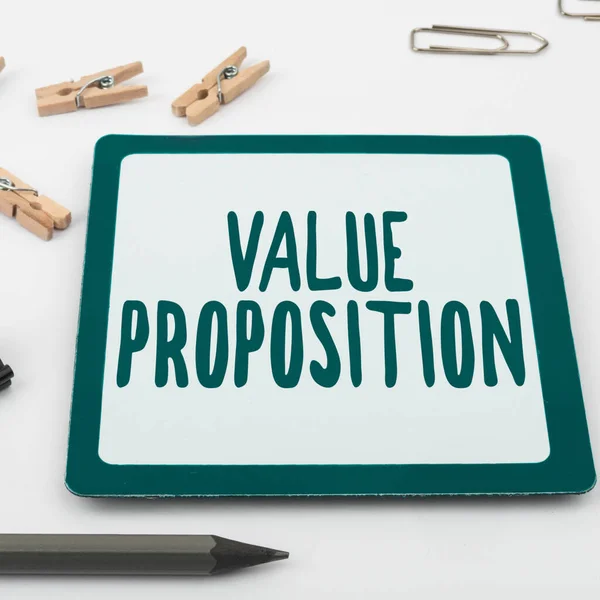 Sign Displaying Value Proposition Business Concept Service Make Company Product — Stock fotografie