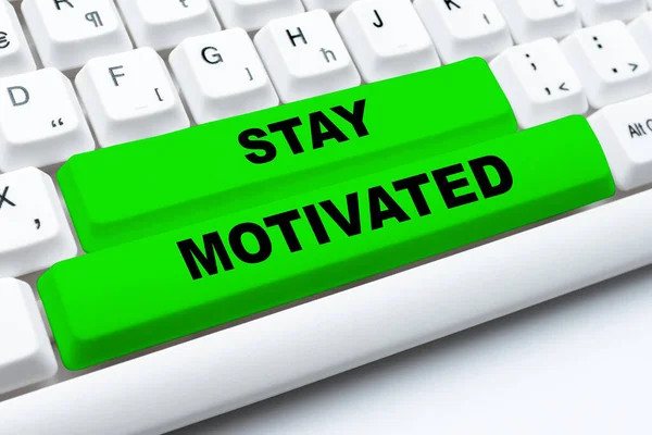 Sign Displaying Stay Motivated Business Concept Reward Yourself Every Time — Stock Photo, Image