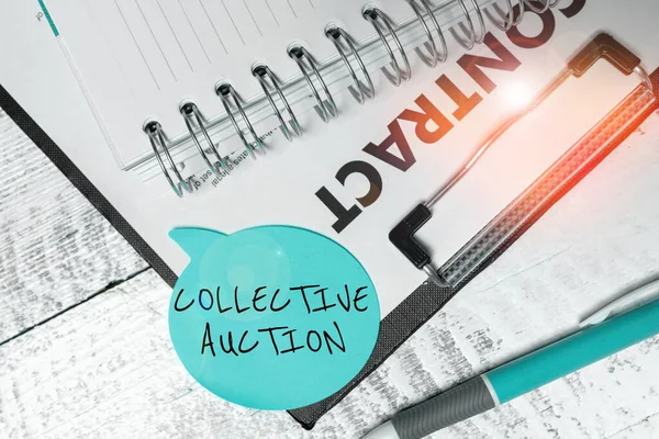 Logga Kollektiv Auktion Affärsstrategi Insamling Och Mätning Information Intressanta Variabler — Stockfoto