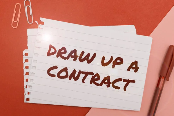 Text Caption Presenting Draw Contract Concept Meaning Write Business Agreement — 스톡 사진