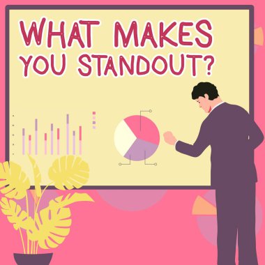 Seni neyin öne çıkardığını gösteren bir tabela. İş yaklaşımı. Birine niteliklerini sorman.