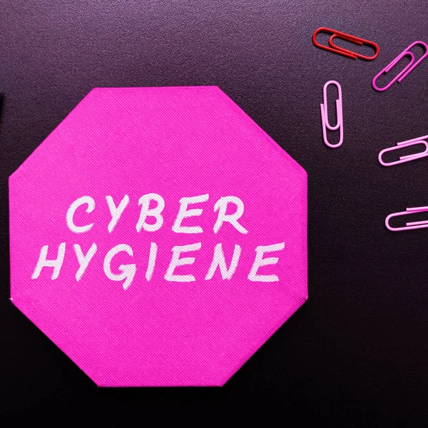 Leyenda Conceptual Cyber Hygiene Pasos Fotográficos Conceptuales Que Los Usuarios — Foto de Stock