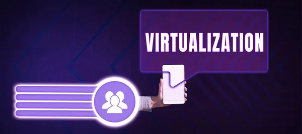 Legenda Conceitual Virtualização Aplicação Conceito Internet Ambiente Virtual Para Jogos — Fotografia de Stock
