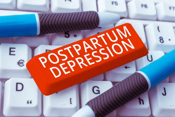 Handwriting text Postpartum Depression, Business concept a mood disorder involving intense depression after giving birth
