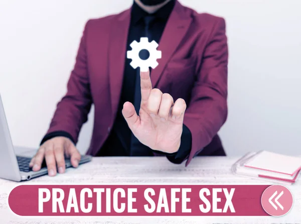Handskrift Text Practice Safe Sex Affärsidé Samlag Där Åtgärder Vidtas — Stockfoto