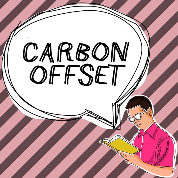 Textskylt Som Visar Carbon Offset Affärsidé Minskning Utsläpp Koldioxid Eller — Stockfoto