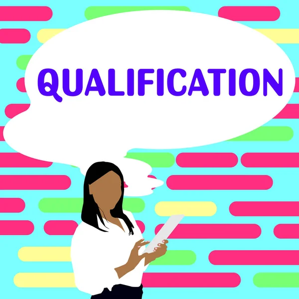 Εννοιολογική Λεζάντα Qualification Έννοια Που Σημαίνει Επίσημη Άδεια Και Πιστοποίηση — Φωτογραφία Αρχείου