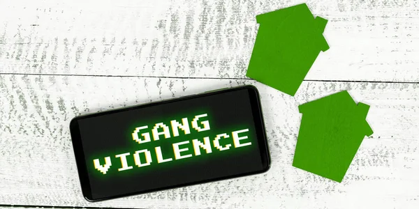 Texte Manuscrit Gang Violence Conceptuel Photo Violation Des Lois Causées — Photo